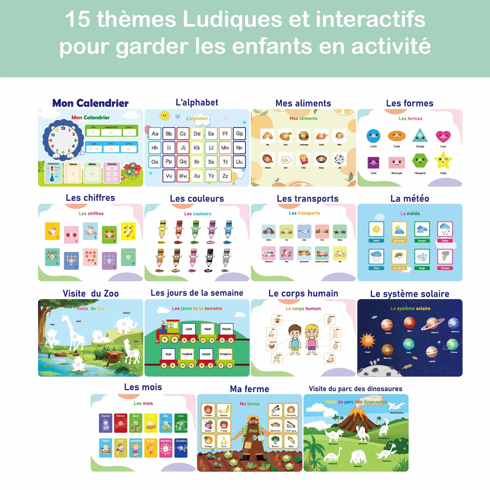 MARAYAN Quiet Book Montessori 15 Themes Educatifs en Francais Motricite Fine Alphabet Cadeau Fille Garcon