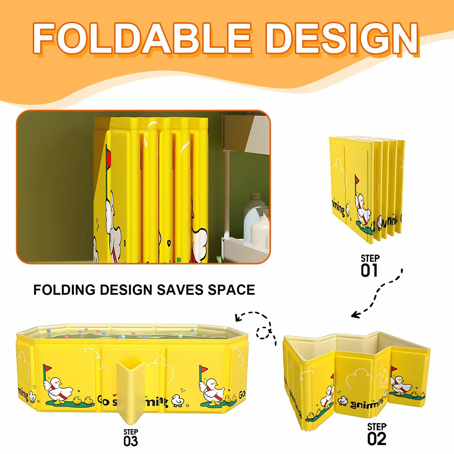 Baignoire Bébé Pliable Grande avec 5 Balles et 4 Canards Bouchon de Vidange Enfant 0-8 Ans Vert