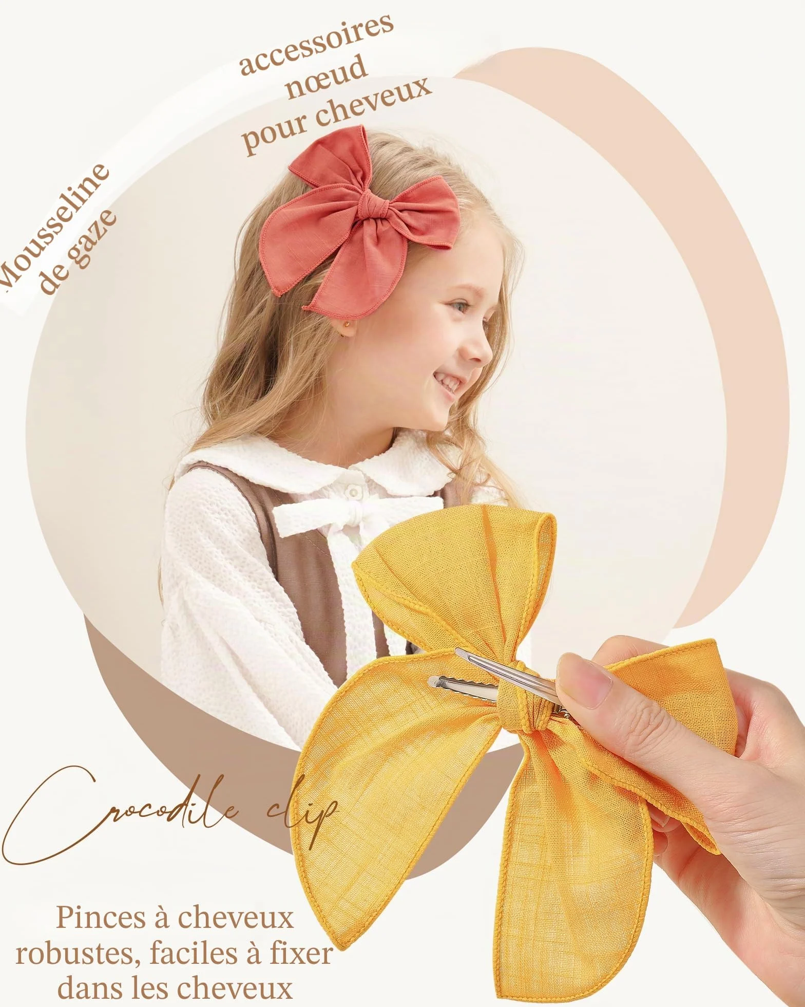 Barrettes à cheveux doublées pour bébé fille lot de 8