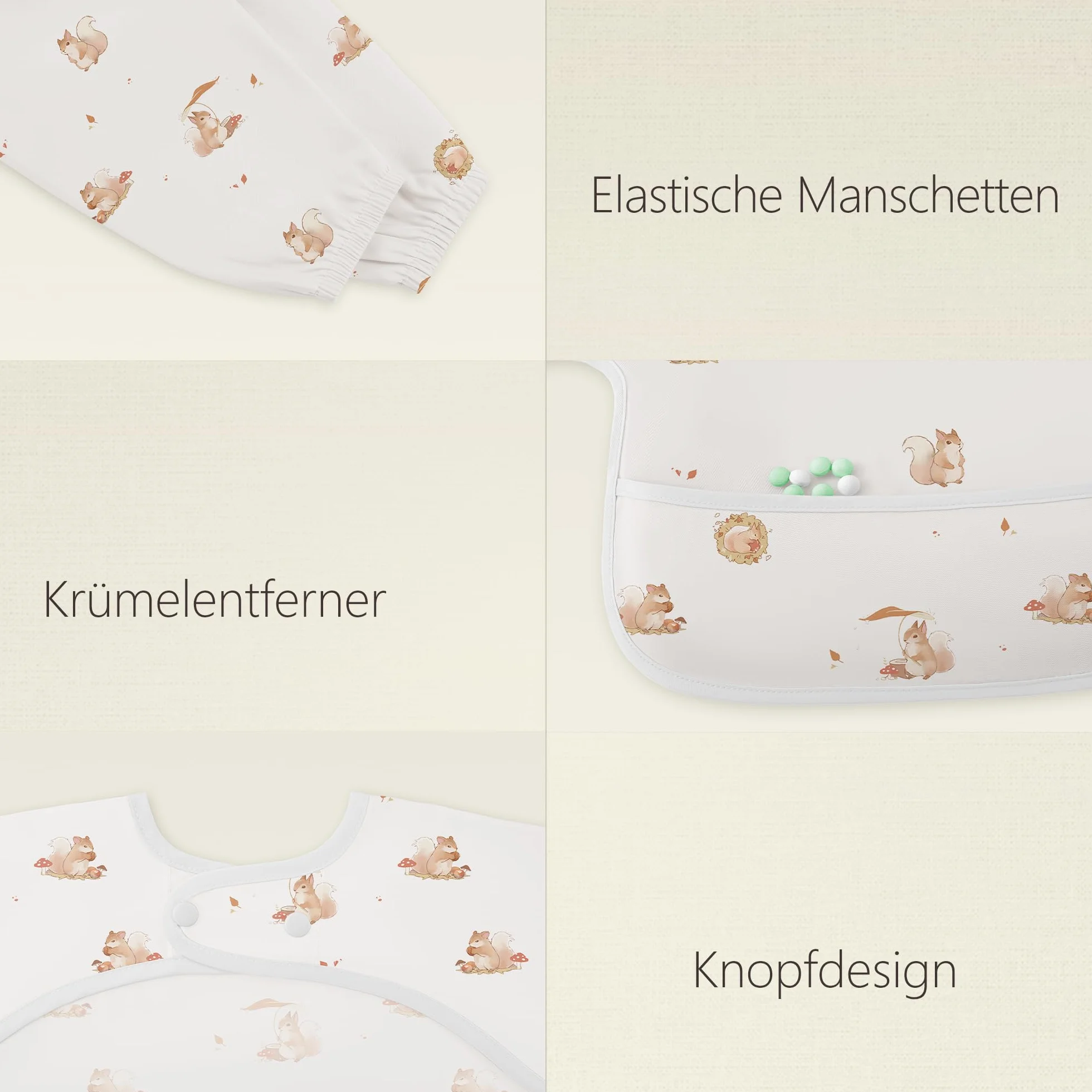 bearmoss Bavette de Sevrage Avec Manches Longues Bébé Imperméable Lavable en Machine