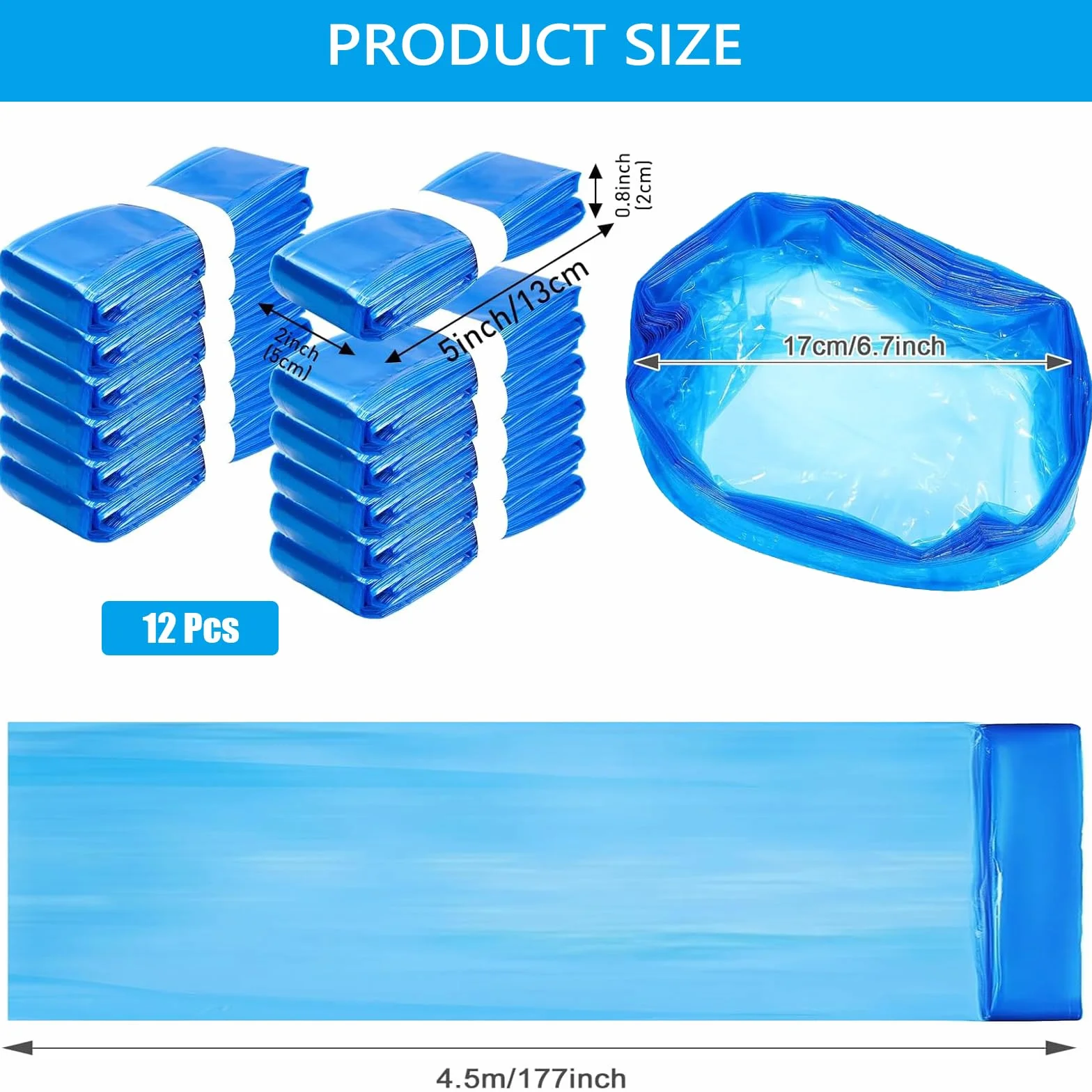 Sac Poubelle Couche Recharge 12 Pièces Grande Capacité Anti-odeur Compatible Tous Types (Bleu)