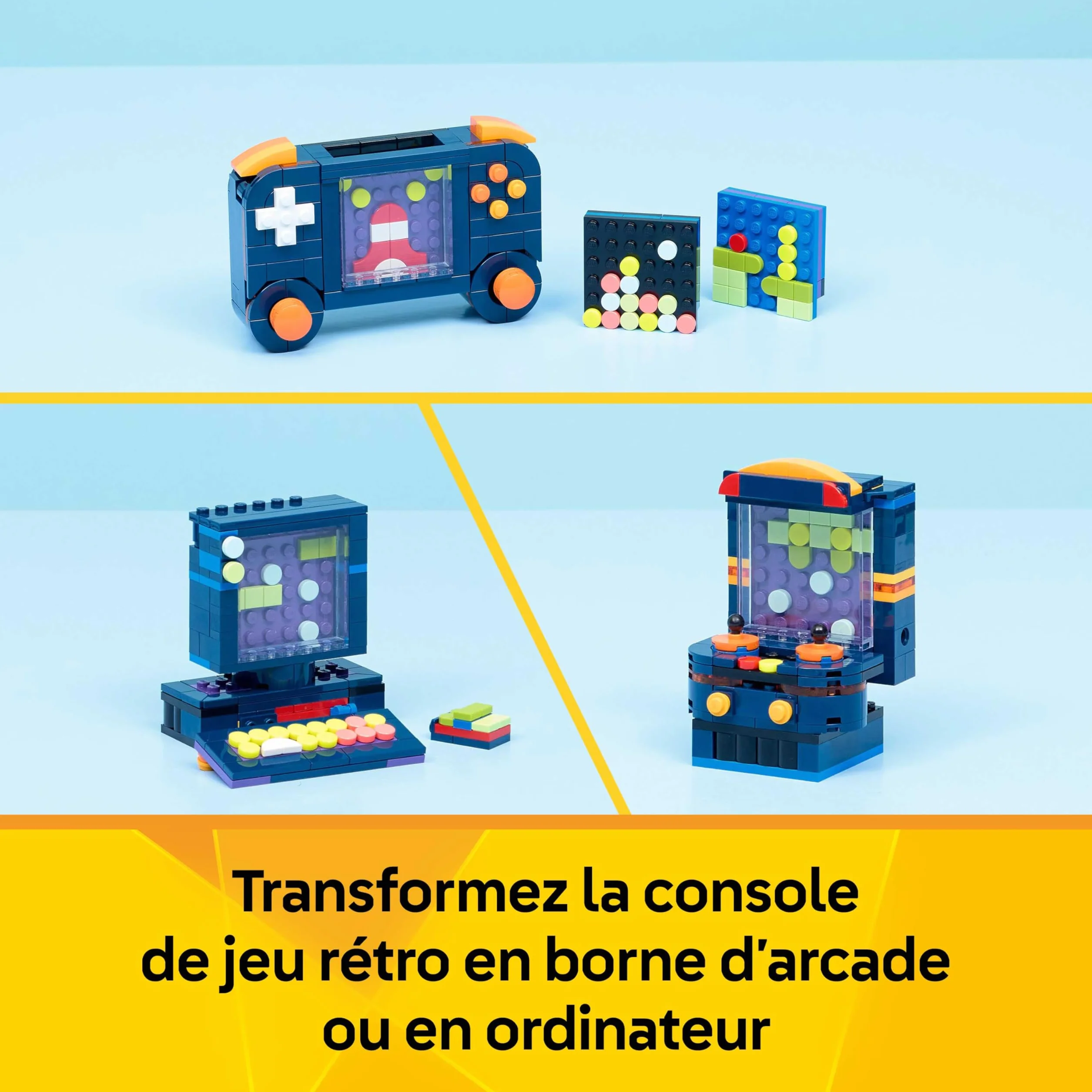 LEGO Creator 3-en-1 La Console de Jeu Rétro 31380 Jouet de Construction Borne d’Arcade Ordinateur Clavier Souris Cadeau Gaming 8 Ans