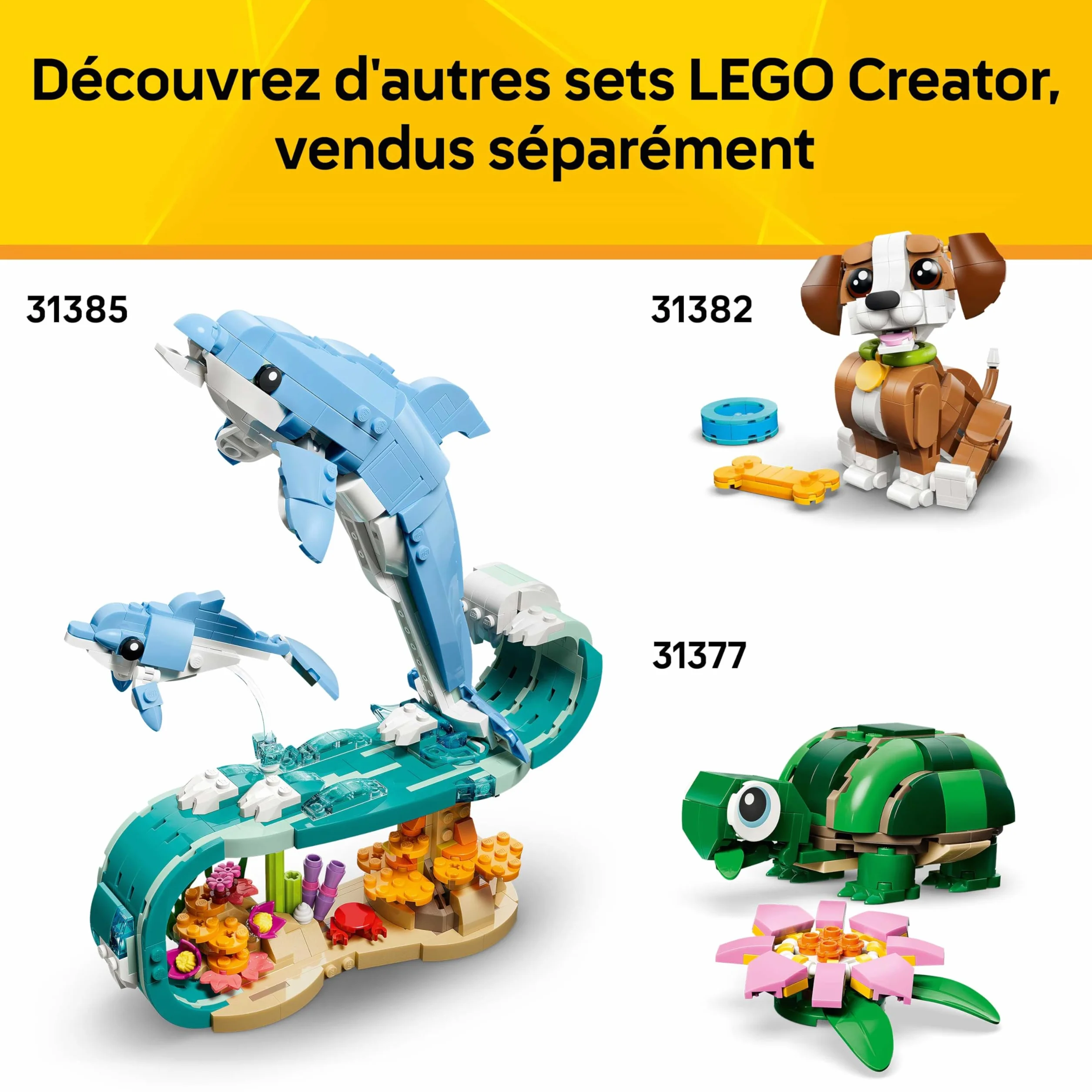LEGO Creator 3-en-1 L’Adorable Hamster et la Fleur 31376 Figurine d'animal Transformable Aigle Hérisson