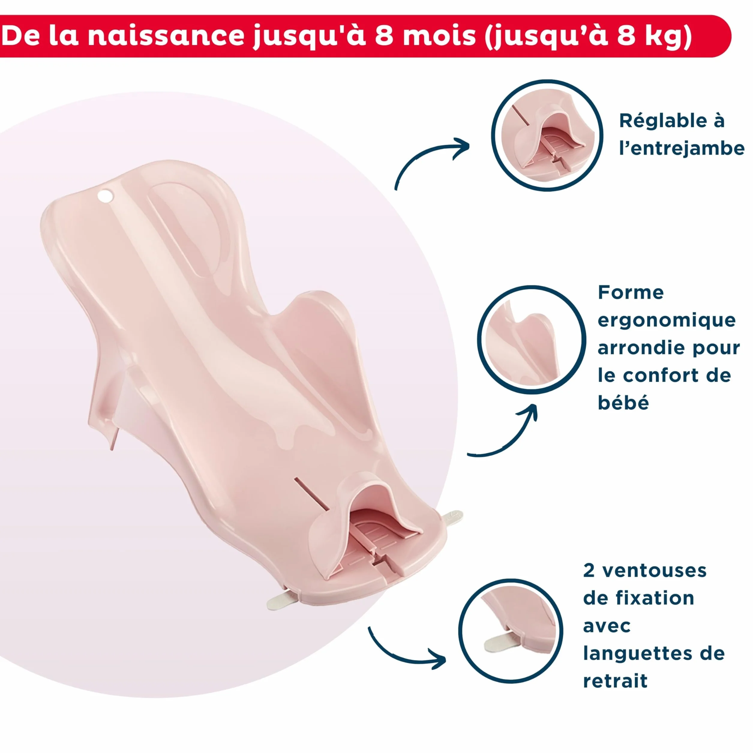 Anneau de bain THERMOBABY Daphne Transat Rose poudré