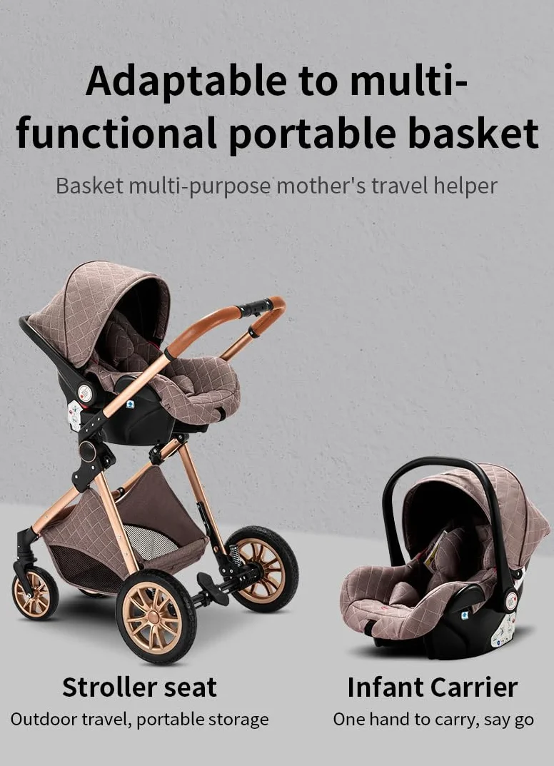 GLOKID Poussette 3 en 1 Pliable, Système de voyage, Conception pliable en un clic, Deux Façons de Pousser, Moustiquaire, Couvre-Pieds, Porte-Gobelet, pour nouveau-né jusqu'à 3 ans (DPV9 Rose)