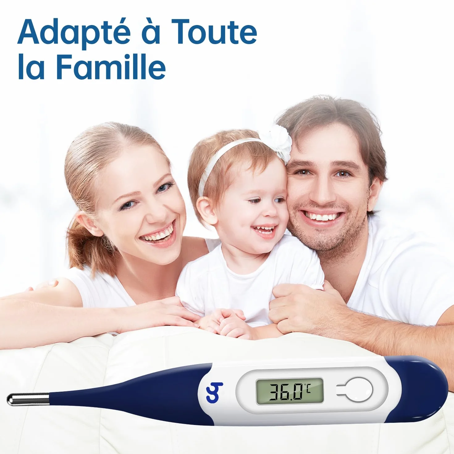 Thermomètre Numérique à Embout Flexible pour Bébés Enfants Adultes Mesure Rapide Précise Buccale Axillaire Rectale