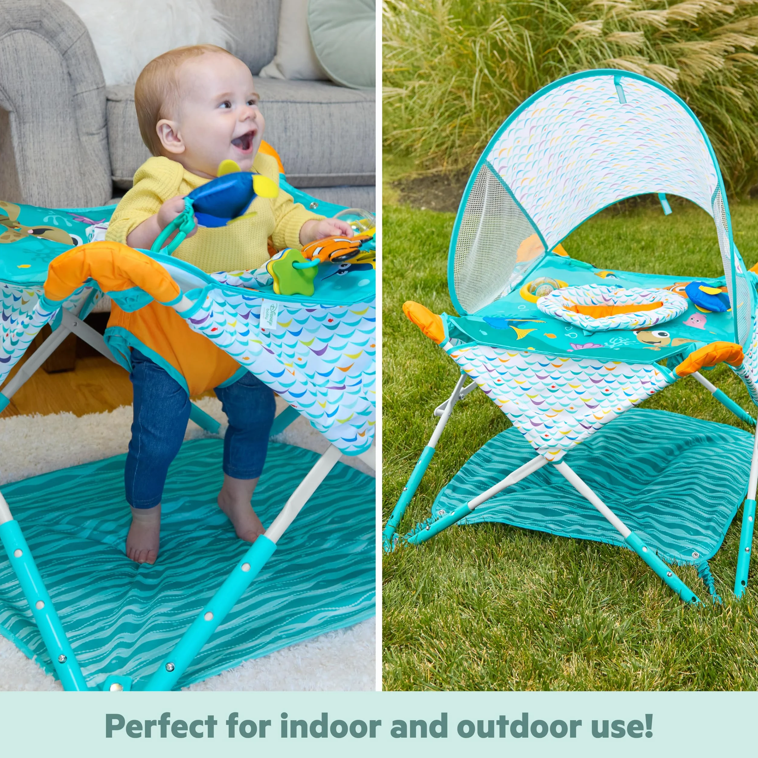 Bright Starts Centre d'Activités Pliable Disney Nemo Pop 'N Jump - Intérieur/Extérieur, Portable, 6 Mois+