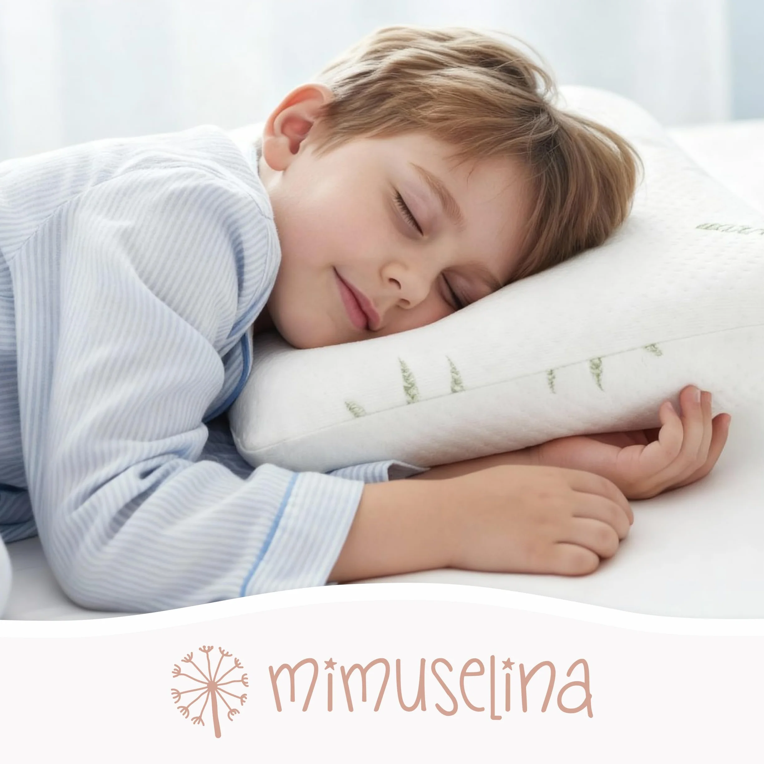 MIMUSELINA Oreiller Memoire Forme 50x30x5,5 cm pour Bébé et Enfants Anti-Étouffement Hypoallergénique