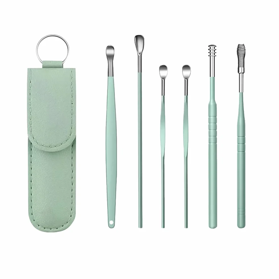 Nettoyeur D'oreille en Acier Inoxydable 6 Pcs Kit Portable