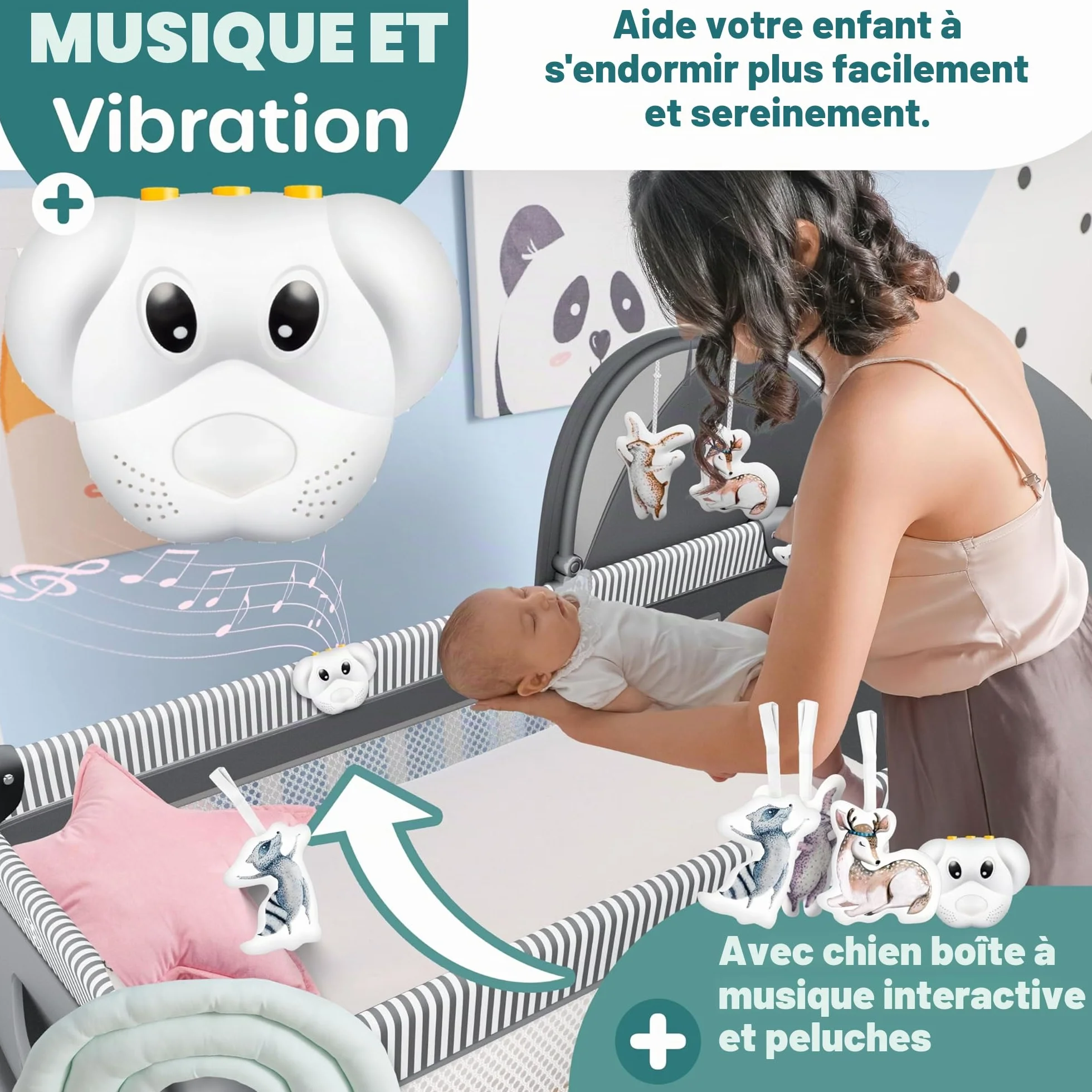 KIDIZ® Lit de Voyage 3 en 1 Parc Pliable avec Matelas à Langer, Moustiquaire, Gris de la Naissance à 15 kg