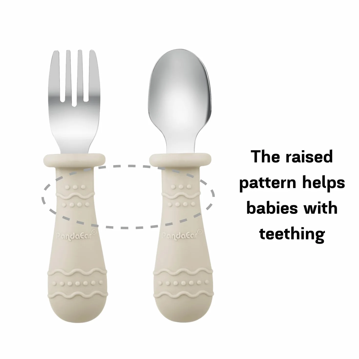 PandaEar Set de Vaisselle pour Bébé - 2 Assiettes Divisées en Silicone avec Ventouse, 2 Cuillères et Fourchettes