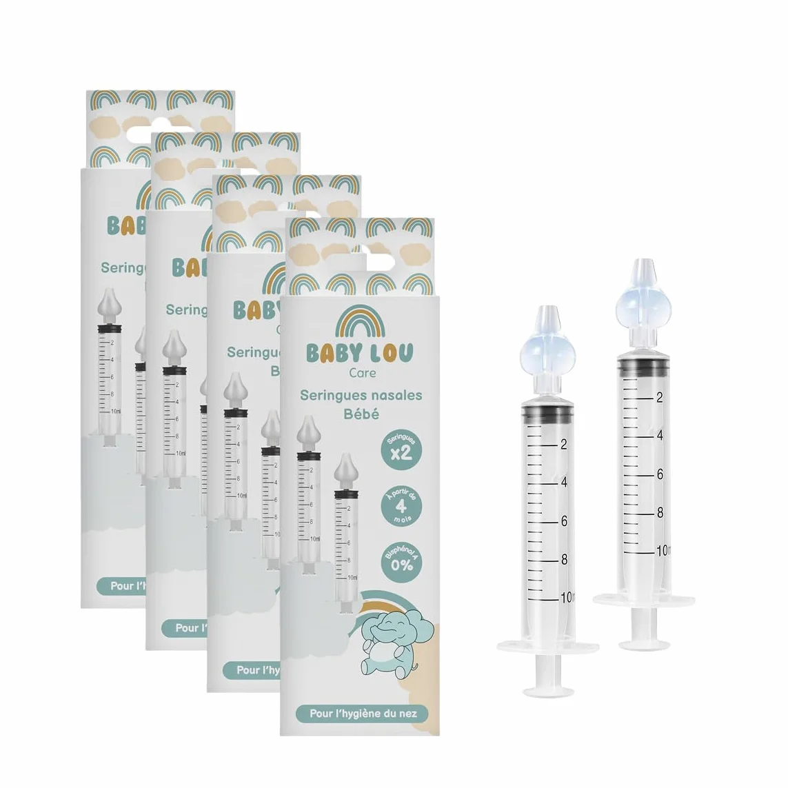 Seringues nasales bébé lot 8 pièces irrigation nez réutilisable sans BPA dès 4 mois