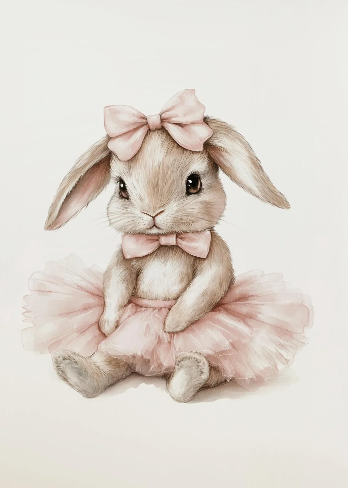 Affiche Lapin Chambre Fille 30x40cm Poster Boho Deco Chambre Enfant Rose Poudré Toile Sans Cadre