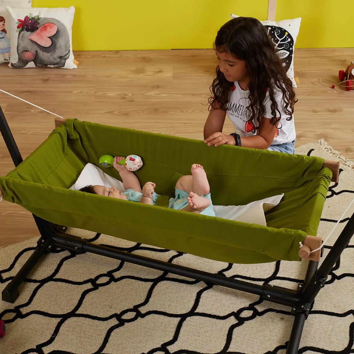 Hamac pour bébé en bois avec support 100 % coton Cribs de voyage