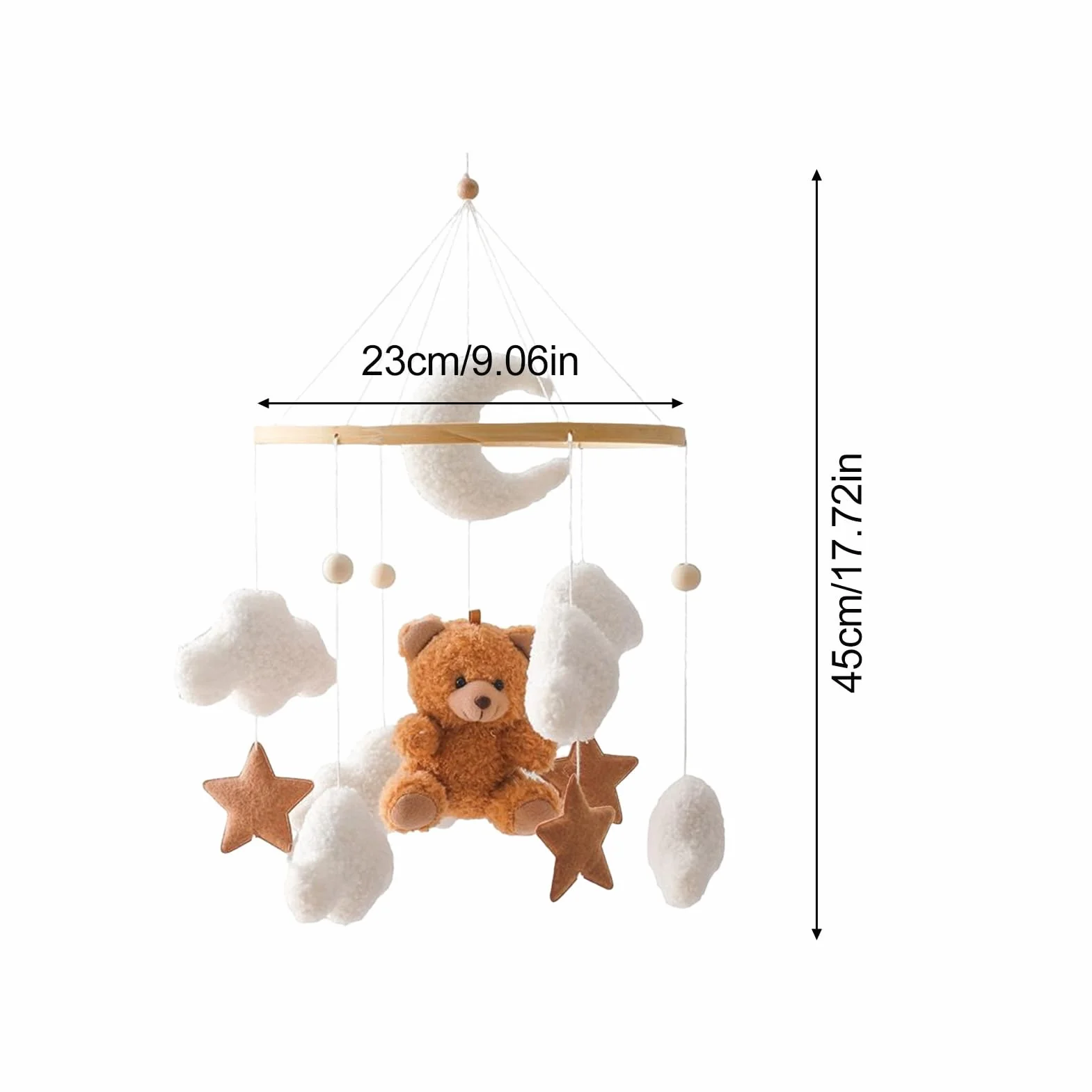 Mobile Pour Lit Bébé Décor Étoile Ours Tourne 360° pour Fille Garçon Berceau