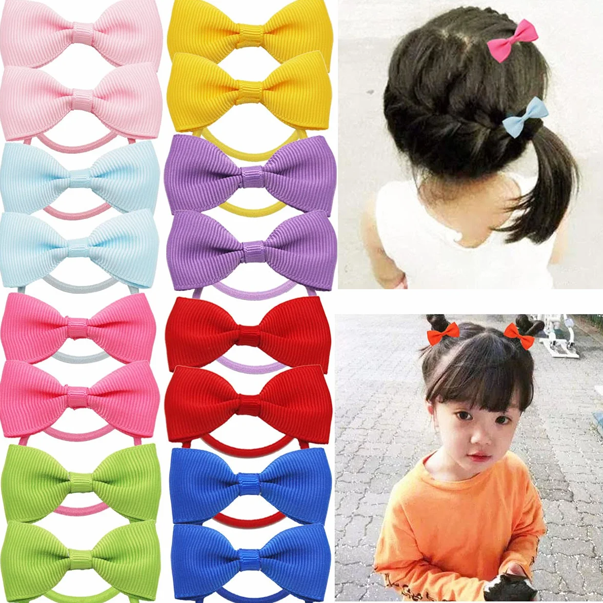 Mini Rubans à cheveux bébé fille 4,4 cm - Nœuds gros-grain élastiques enfants tout-petits