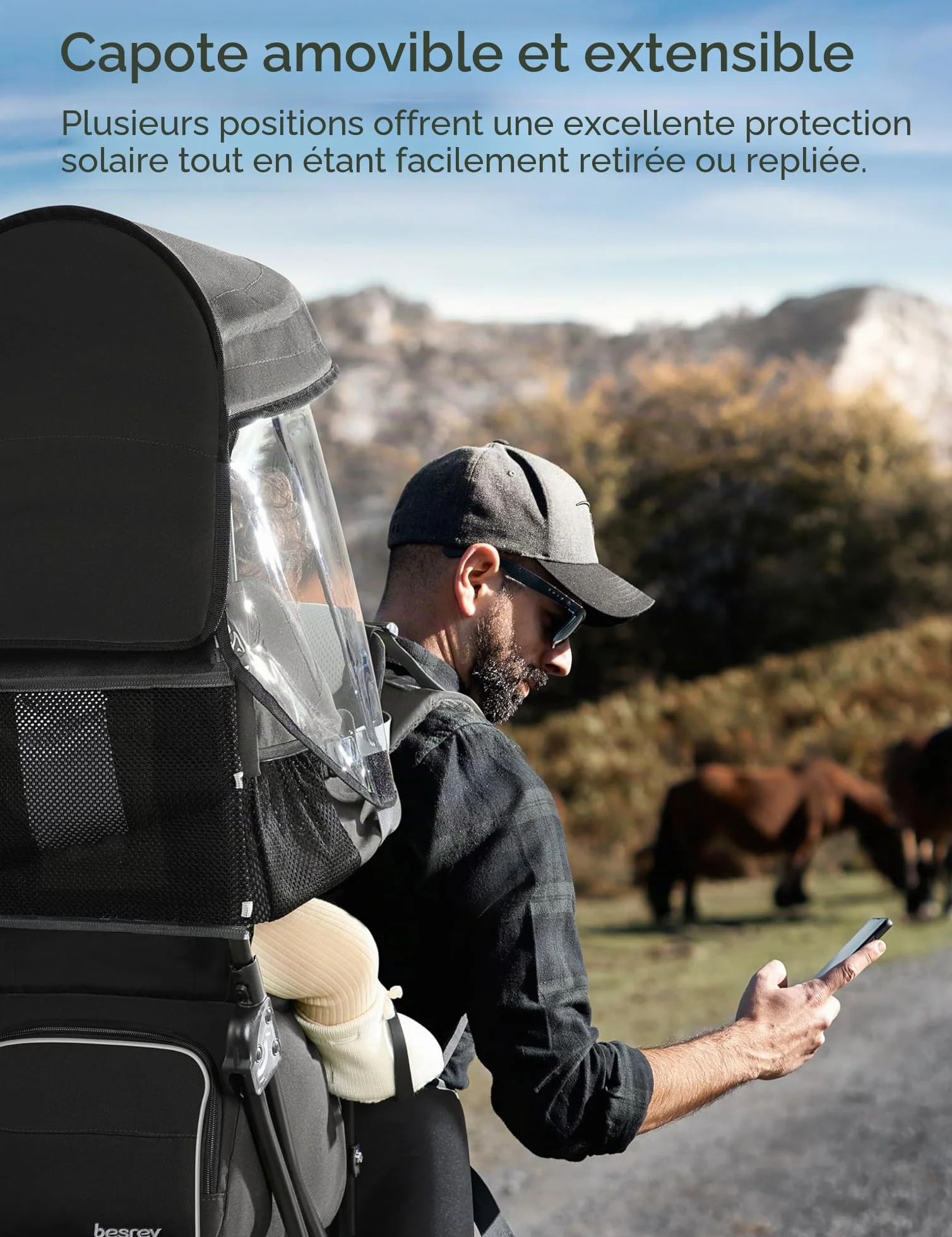 Besrey Porte-bébé de randonnée pliable pour enfant