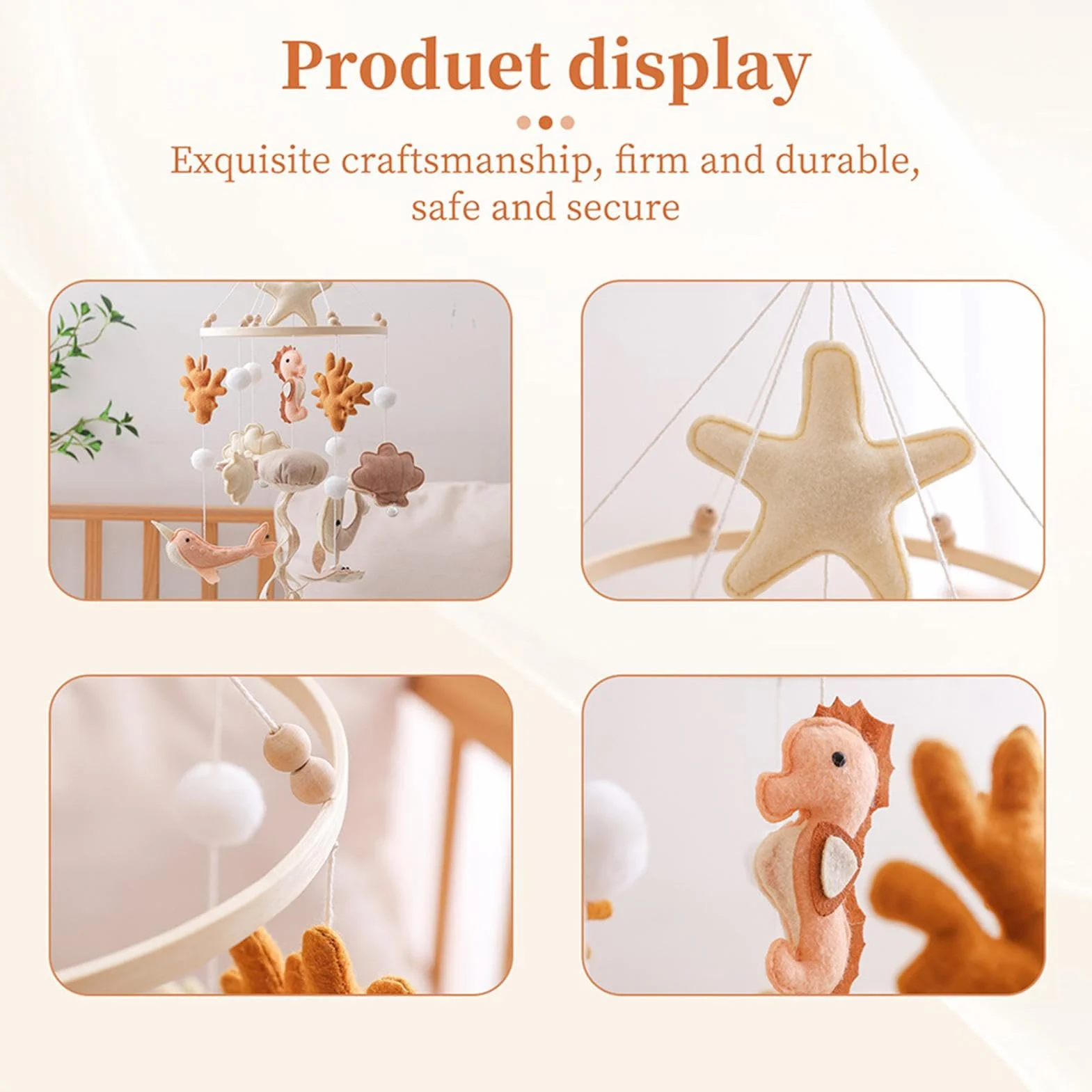 Mobile de Berceau Thème Animaux Marins, Vie Océanique, Accessoire Apaisant Bébé