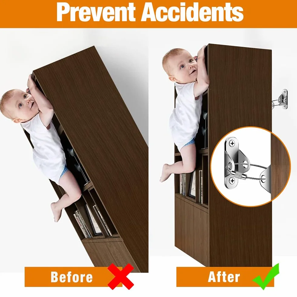 Sangles anti-basculement meubles Kit d'ancrage mural sécurité bébés enfants animaux domestiques