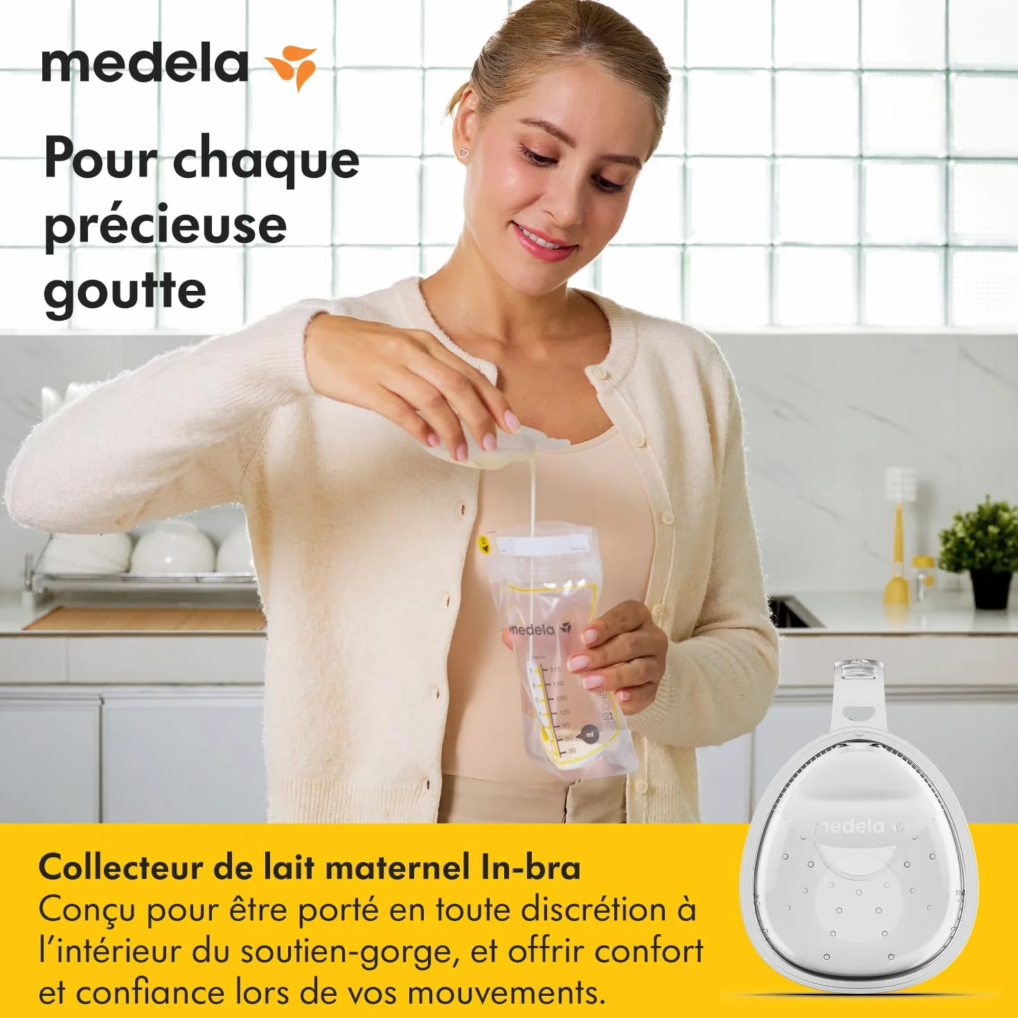 Medela collecteur de lait maternel In-bra 30 ml, étanche, sans BPA, lavable au lave-vaisselle