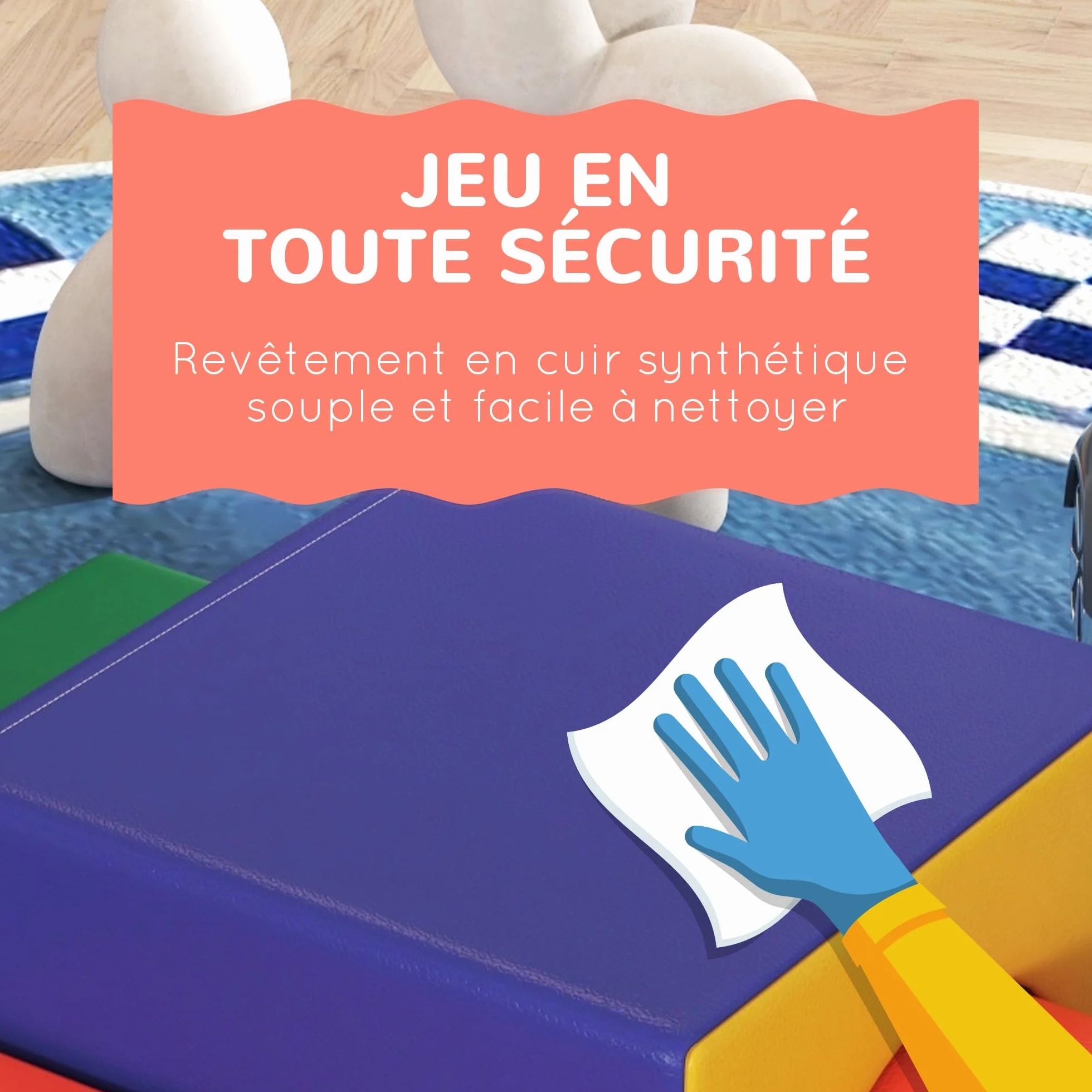 HOMCOM Parcours motricité bébé 4PCS, Module motricité bébé en Mousse EPE avec Housse revêtement synthétique, Blocs Mousse Construction, Jouets éducatifs Enfants préscolaire, Multicolore