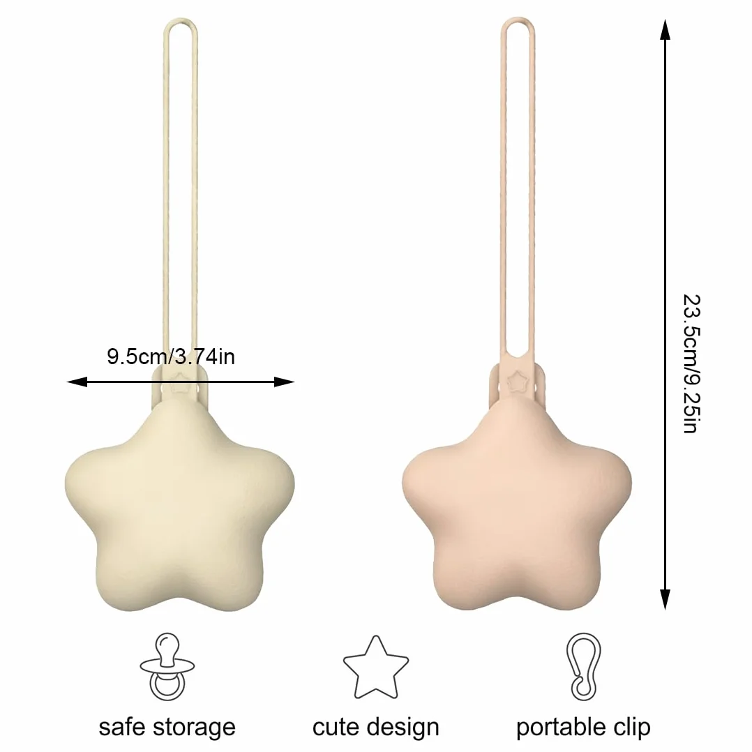 Boîte à sucette en silicone 2 pièces, rangement hygiénique pour bébé, accessoire cadeau naissance (Beige)