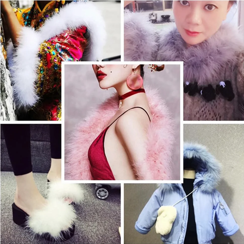 Duories Boa en plumes de dinde 2 m 8 cm - Plumes en peluche moelleuse - Étole à plumes - Guirlande à plumes pour Noël, mariage, bricolage, carnaval