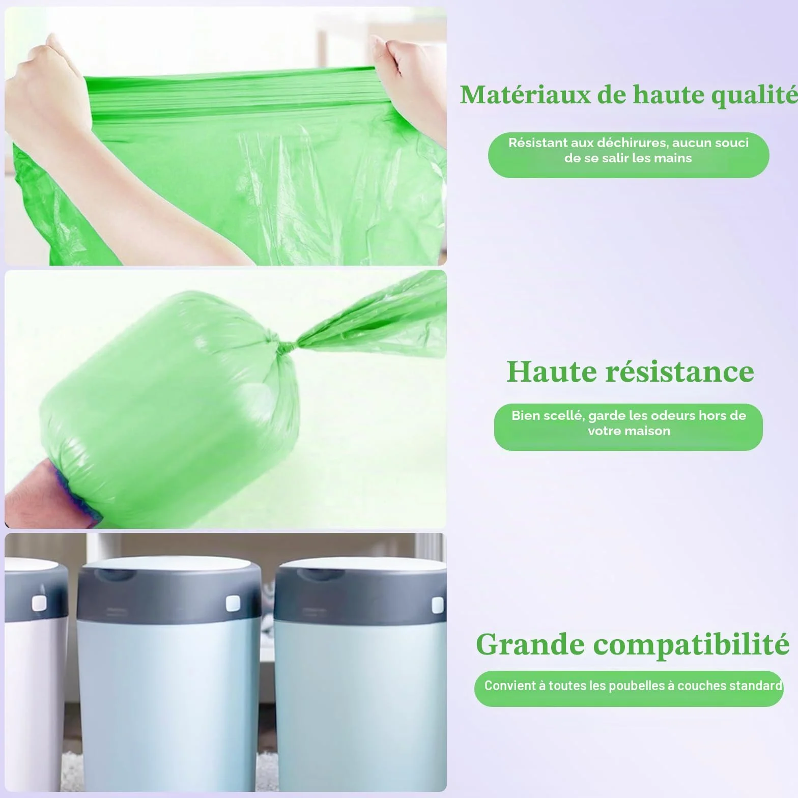 GIBOHOM Lot de 12 Recharge Poubelle à Couches, Antibactérien Anti-odeurs Compatible Tommee Tippee
