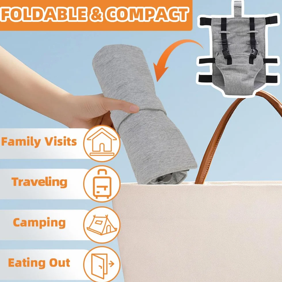Harnais Chaise Haute Bébé, Ceinture de Sécurité Bébé Repas, Portable Voyage Lavable, Siège 6 Mois à 3 Ans