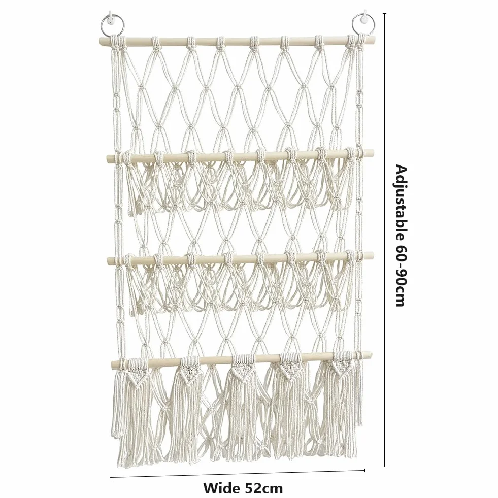 Hamac de Rangement pour Jouets Tissée à la Main en Corde de Coton à Suspendre Support de Rangement Peluche