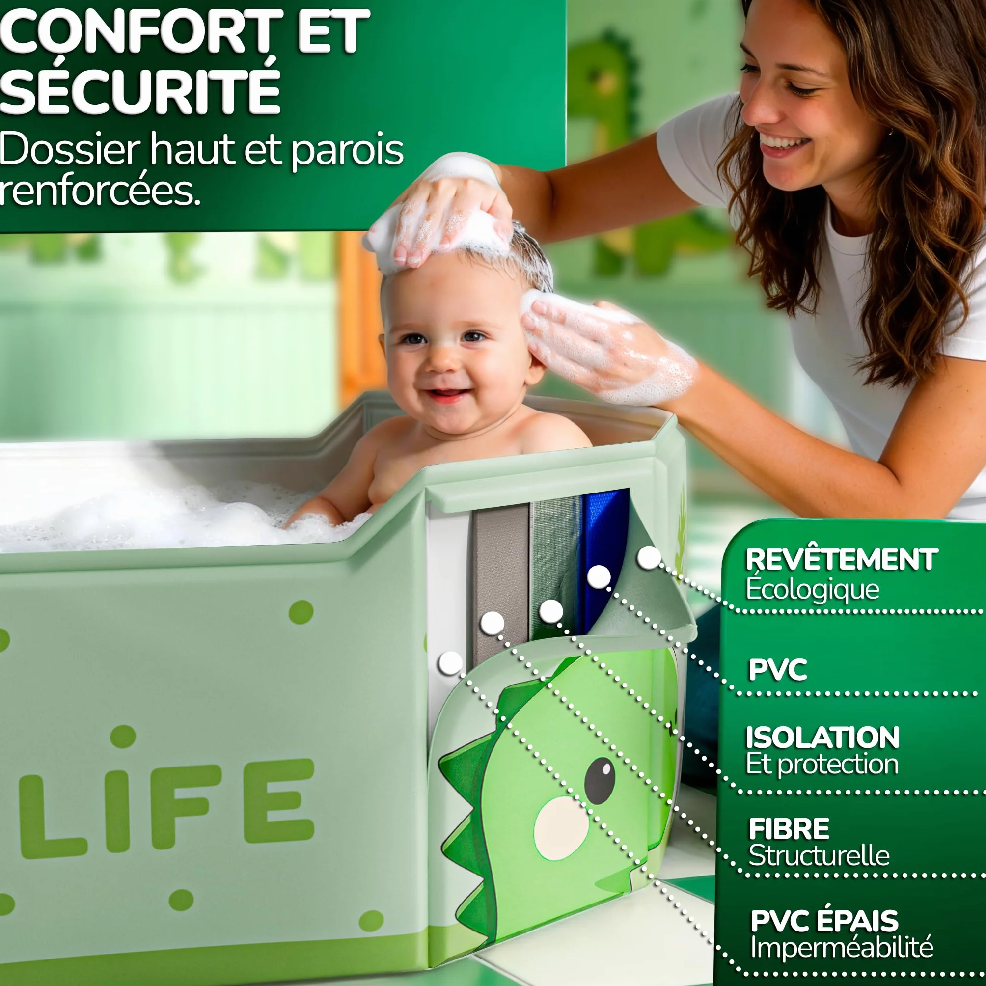Kit baignoire pliable enfant avec accessoires antidérapante portable xxl
