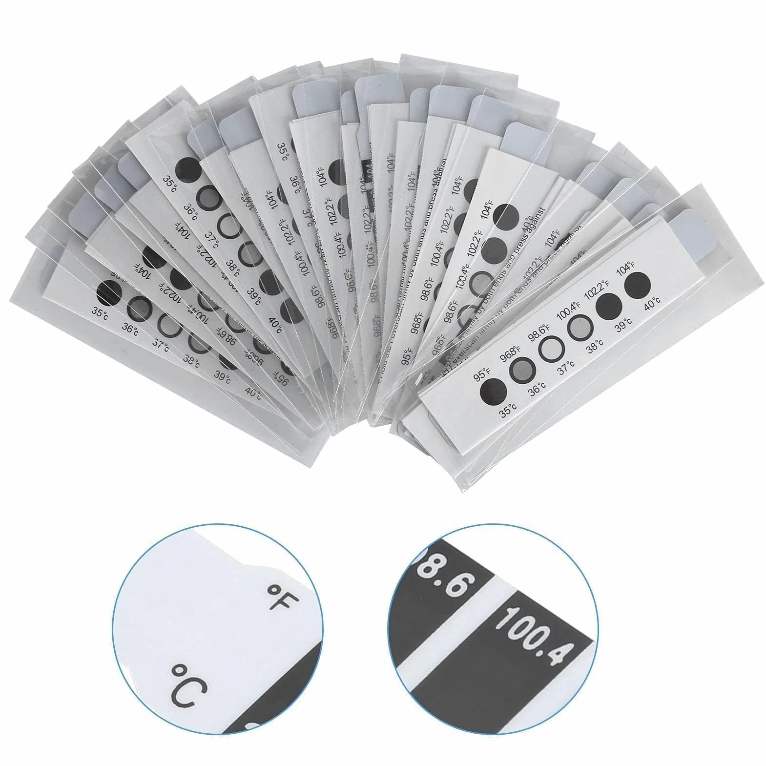Lot De 20 Bandes De Température, Thermomètre Frontal Réutilisable, Patch Pour Fièvre, Termometre Médical Pour Bébé