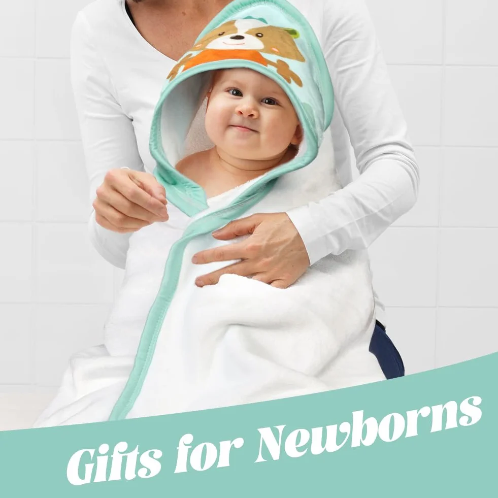Serviette de Bain avec Capuche Bébé 65 x 65 cm Super Absorbante pour Nouveau-né 0-5 Ans