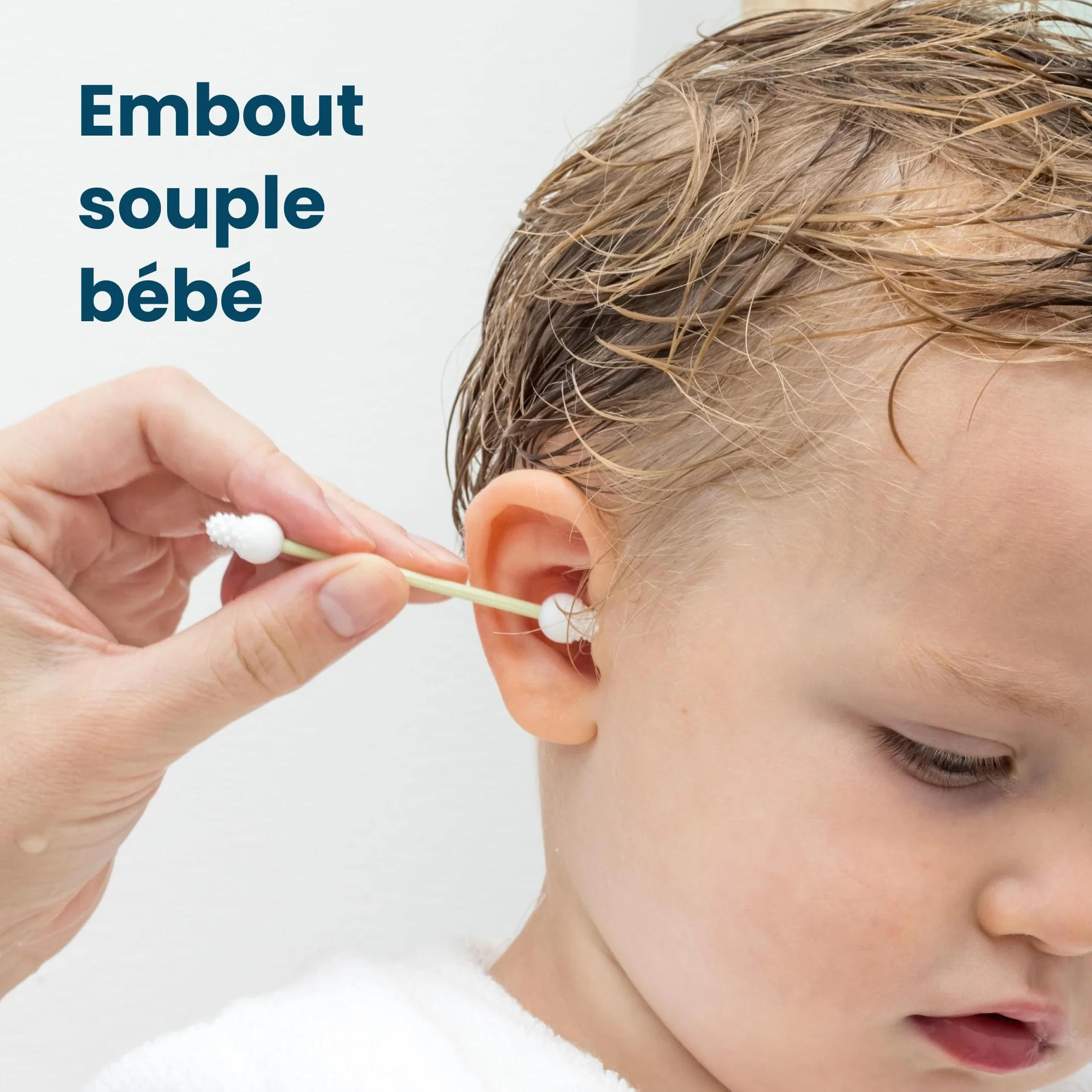 LastSwab® Bébé Cotons-tiges réutilisables en silicone – Nettoyeur oreilles nez nouveau-nés – Lavable sans BPA zéro déchet étui Pêche
