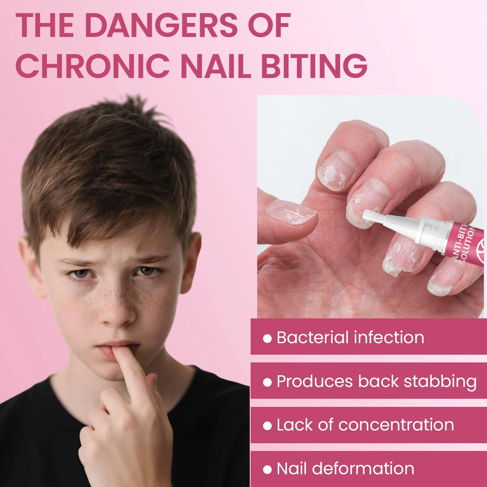 Stylo Anti-Rongement d'Ongles Amer, 2 Stylos Vernis Anti Ronge Ongles, Aide à Prévenir le Rongement des Ongles et Succion de Pouce