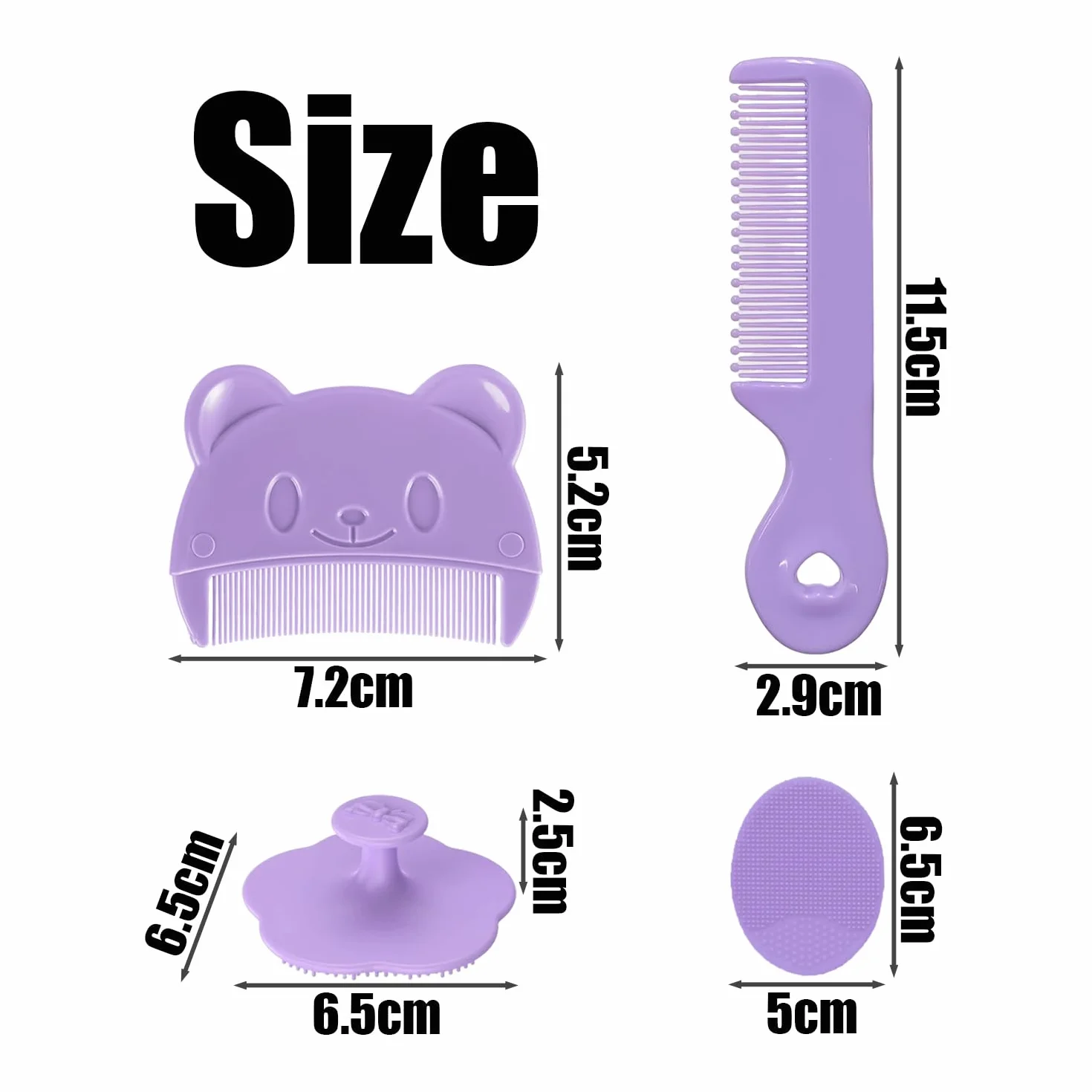 Ensemble De 4 Peignes Violets Brosse À Shampoing Doux Bébé En Silicone