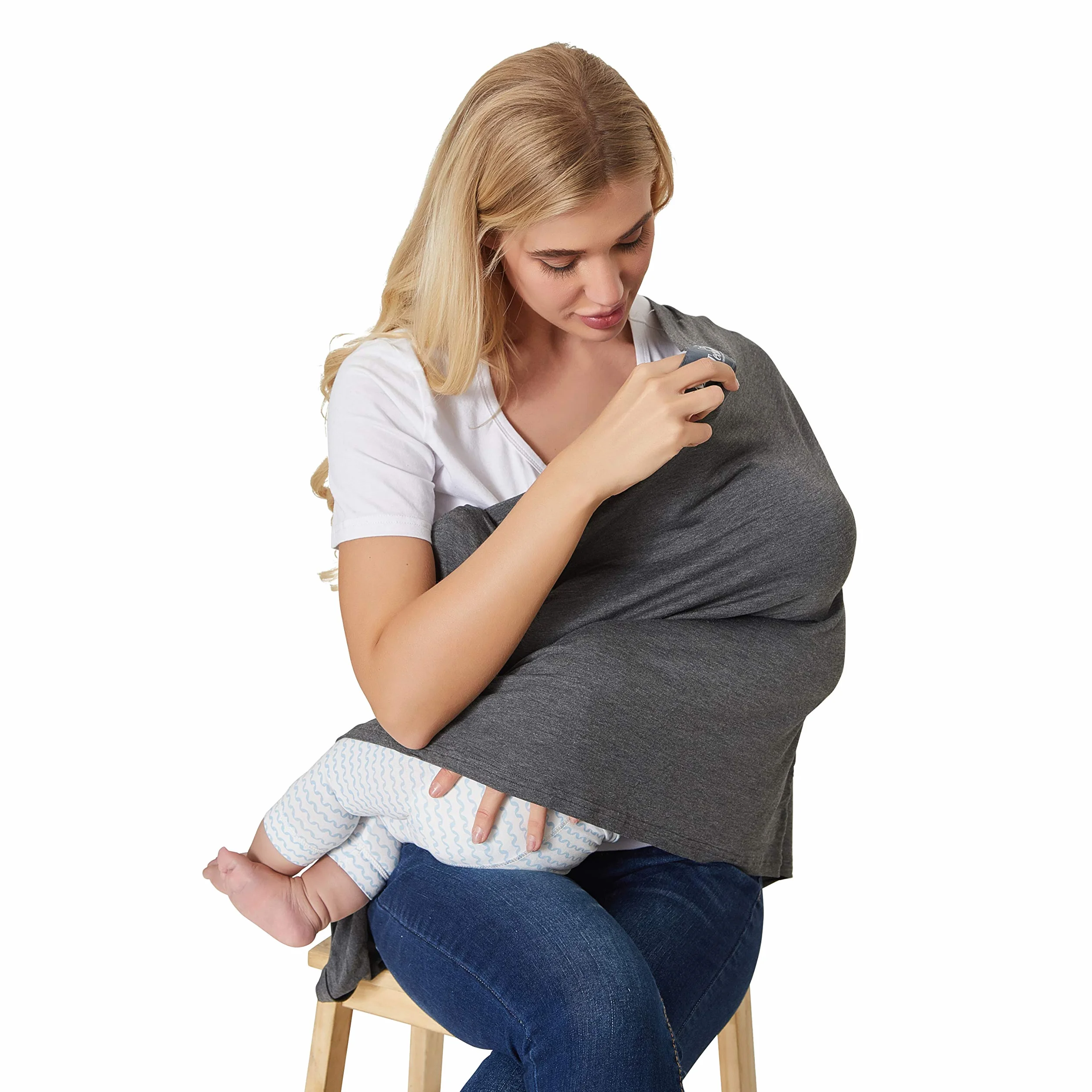 NeoTech care Écharpe d'allaitement pour bébé Couverture large Allaiter en privé bleue