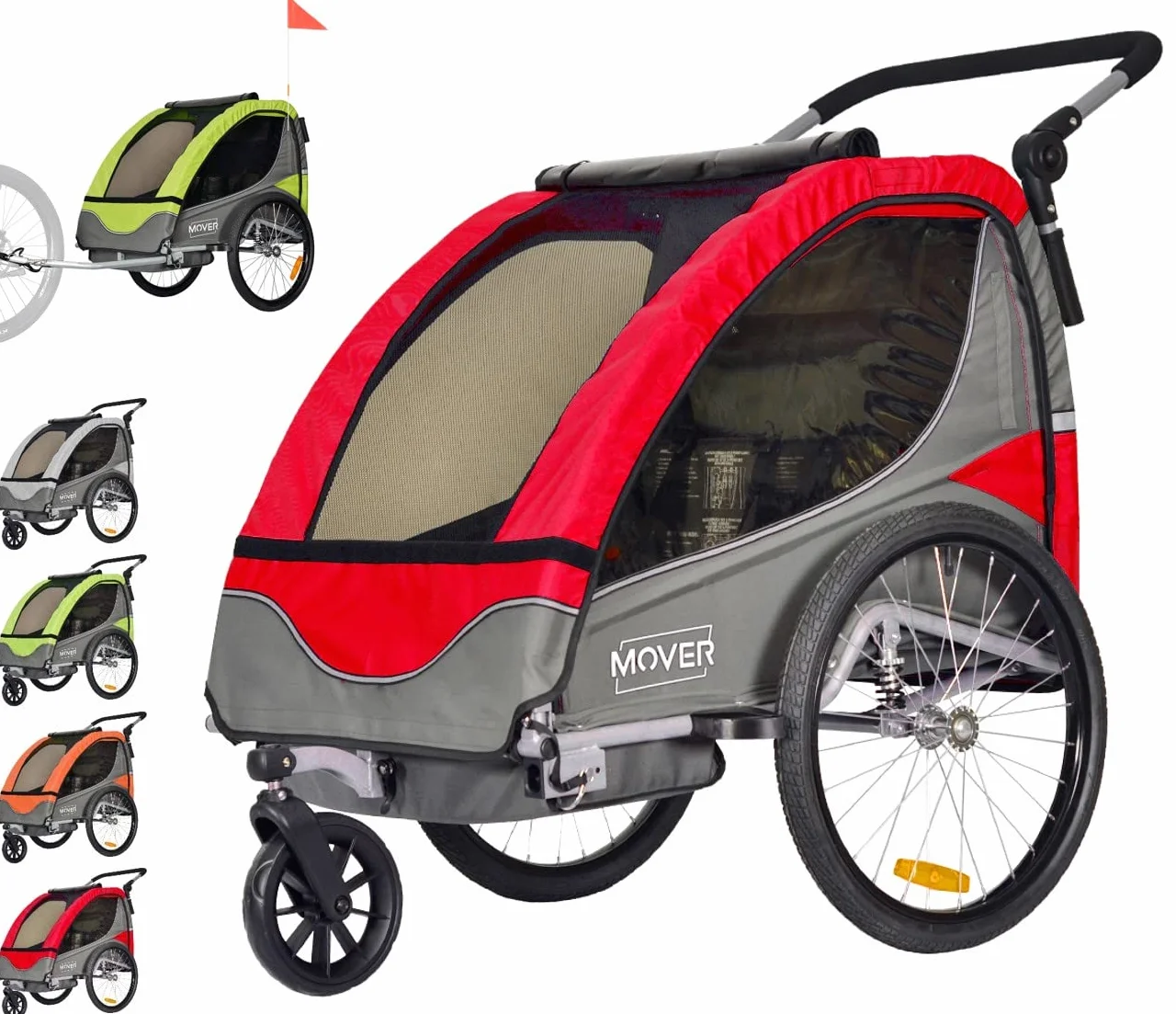 PAPILIOSHOP Remorque Vélo pour Enfants Pliable Tout-Terrain 1 ou 2 Enfants Rouge