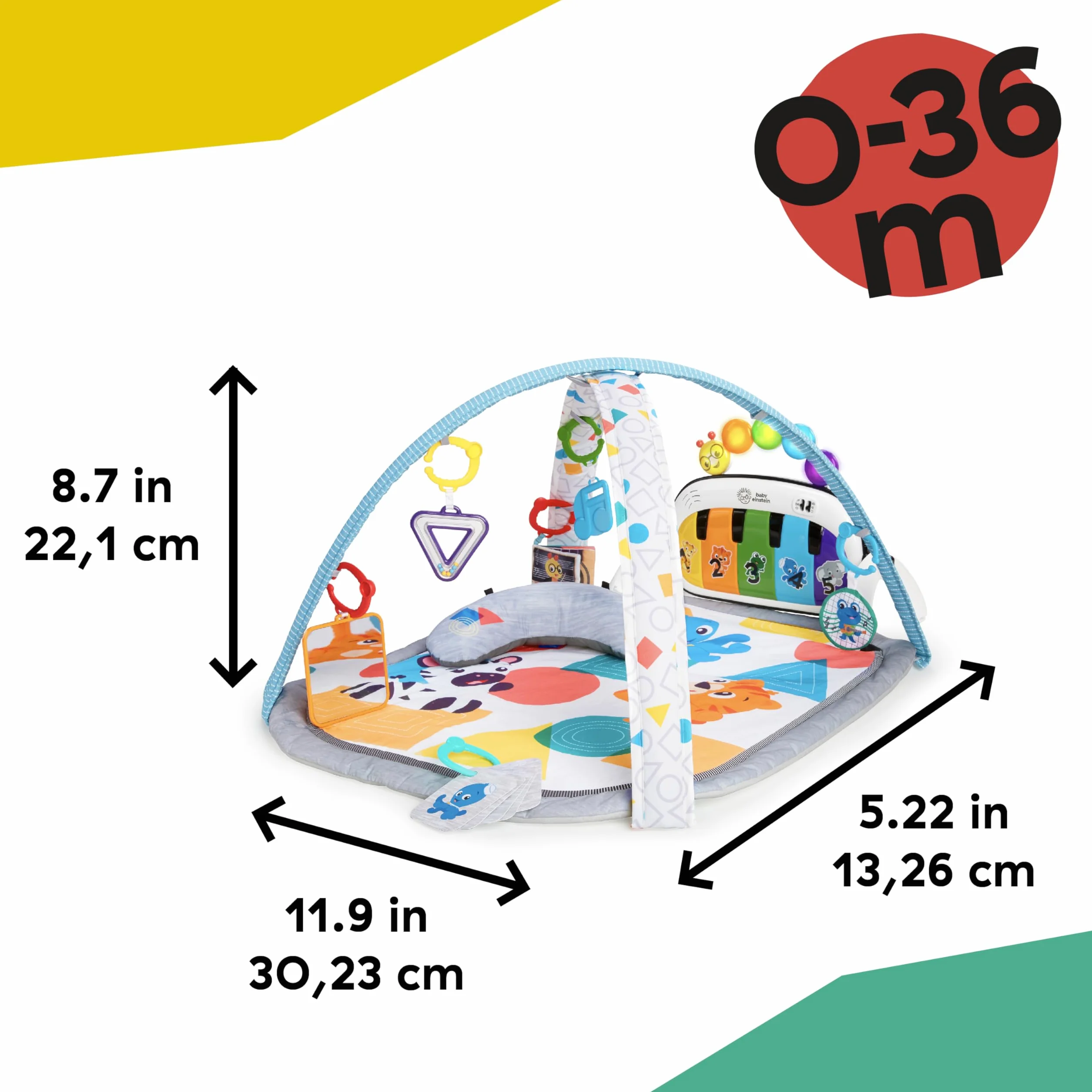 Baby Einstein Tapis Musical D'Éveil 4 en 1 Kickin' Tunes Piano Bébé 70+ sons 25+ min musique lumières