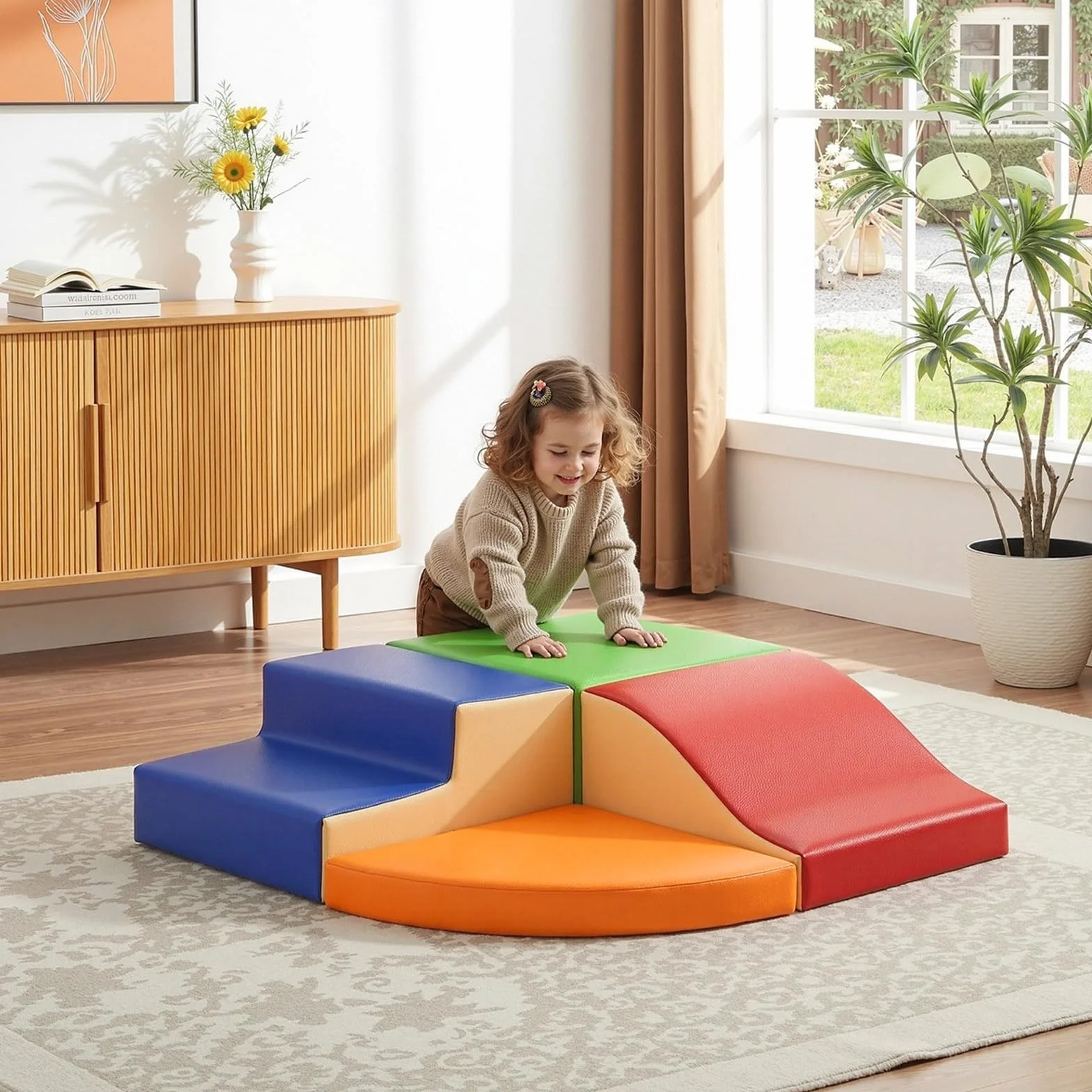 JungleDove Lot de 4 Jouets d’Escalade pour Tout-Petits : Ensemble de Jeu Souple en Cuir PU – Blocs d’Escalade en Mousse pour Ramper et Glisser, Aire de Jeux intérieure pour Enfants (Couleur variée)