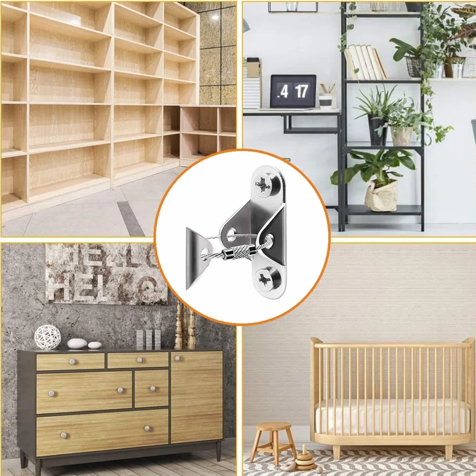 Sangles de Sécurité Anti-Basculement pour Meubles, Kit d'Ancrages Muraux Lourds, 12 Paquets pour Bébés et Animaux