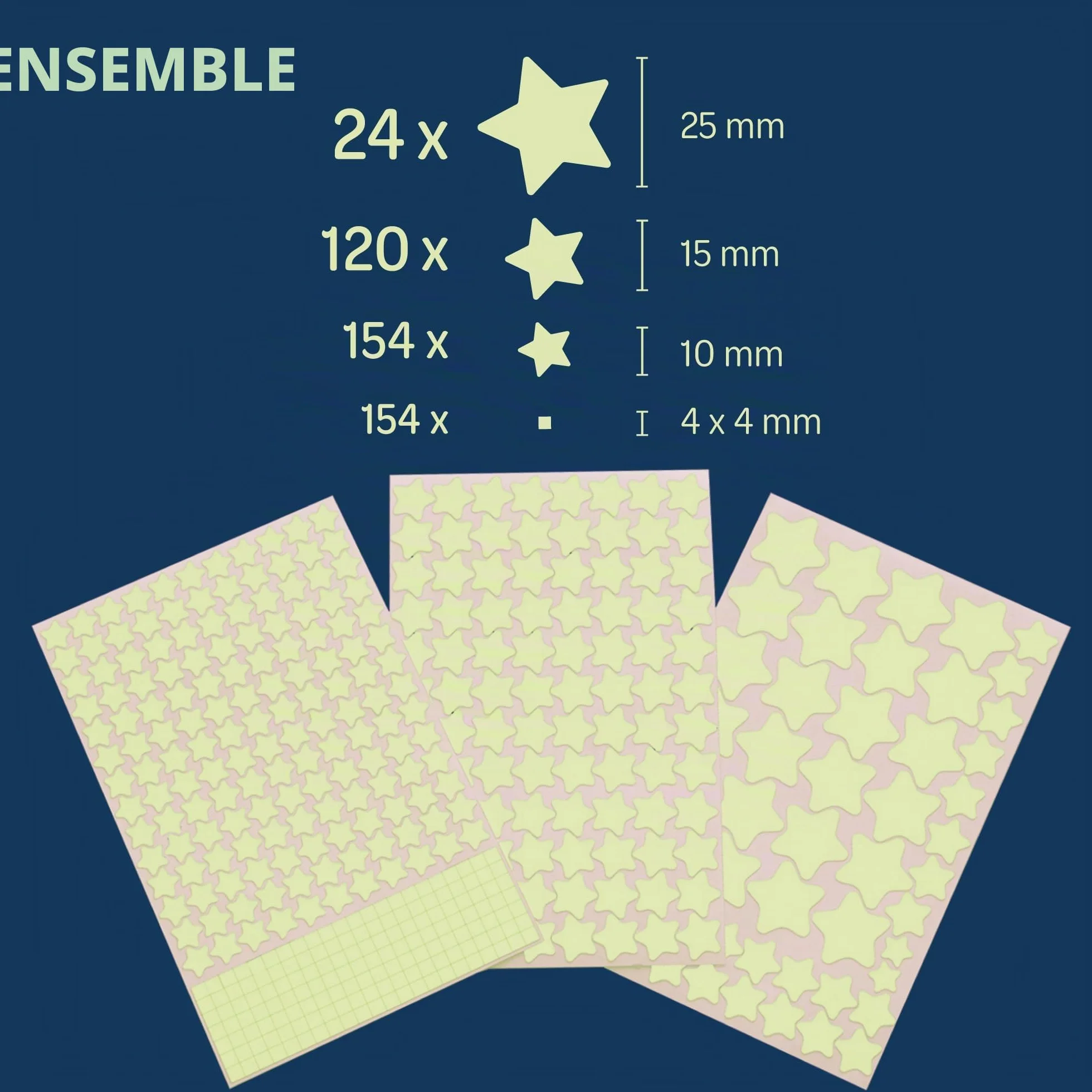 Paraboo Étoile phosphorescente 452 pcs. autocollant fluorescent stickers fluorescents plafond