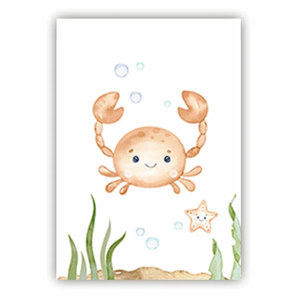 Plakat Zwierzęta Morskie dla Dzieci 21x30 cm Dekoracja Ściany
