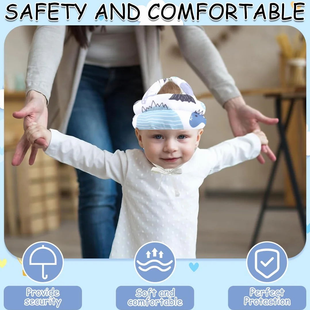 Casque de protection antichoc pour bébé en coton ajustable et respirant