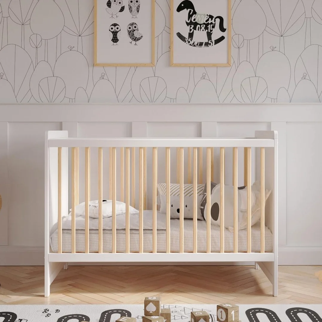 Love For Sleep Tokyo Lit Bébé Évolutif 120x60 cm Bois Pin Blanc Transformable Barrière Sécurité