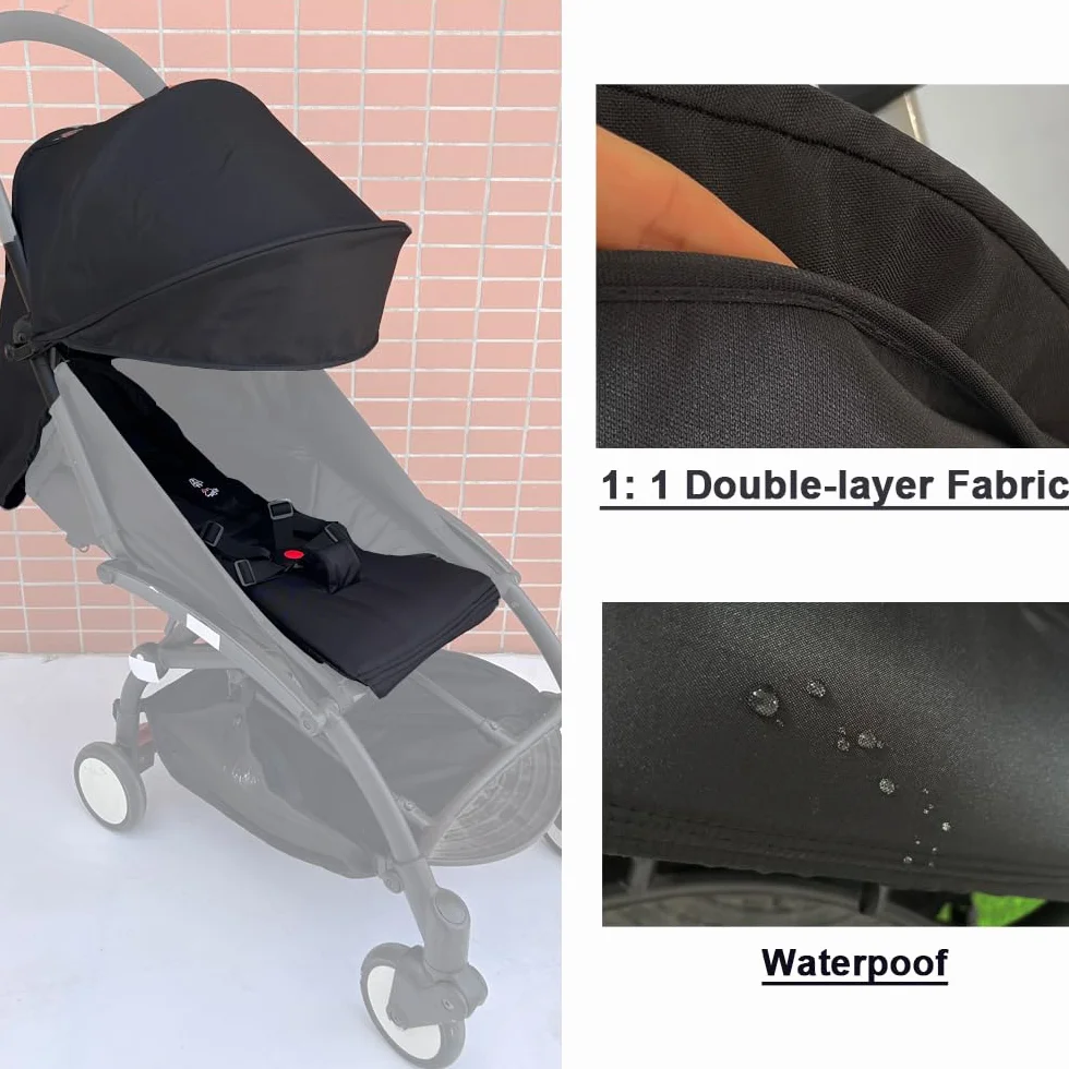 Babyzen YOYO 2 YOYO+ Auvent Coussin Siège Poussette Kit Remplacement Tissu Imperméable Double Couche Noir