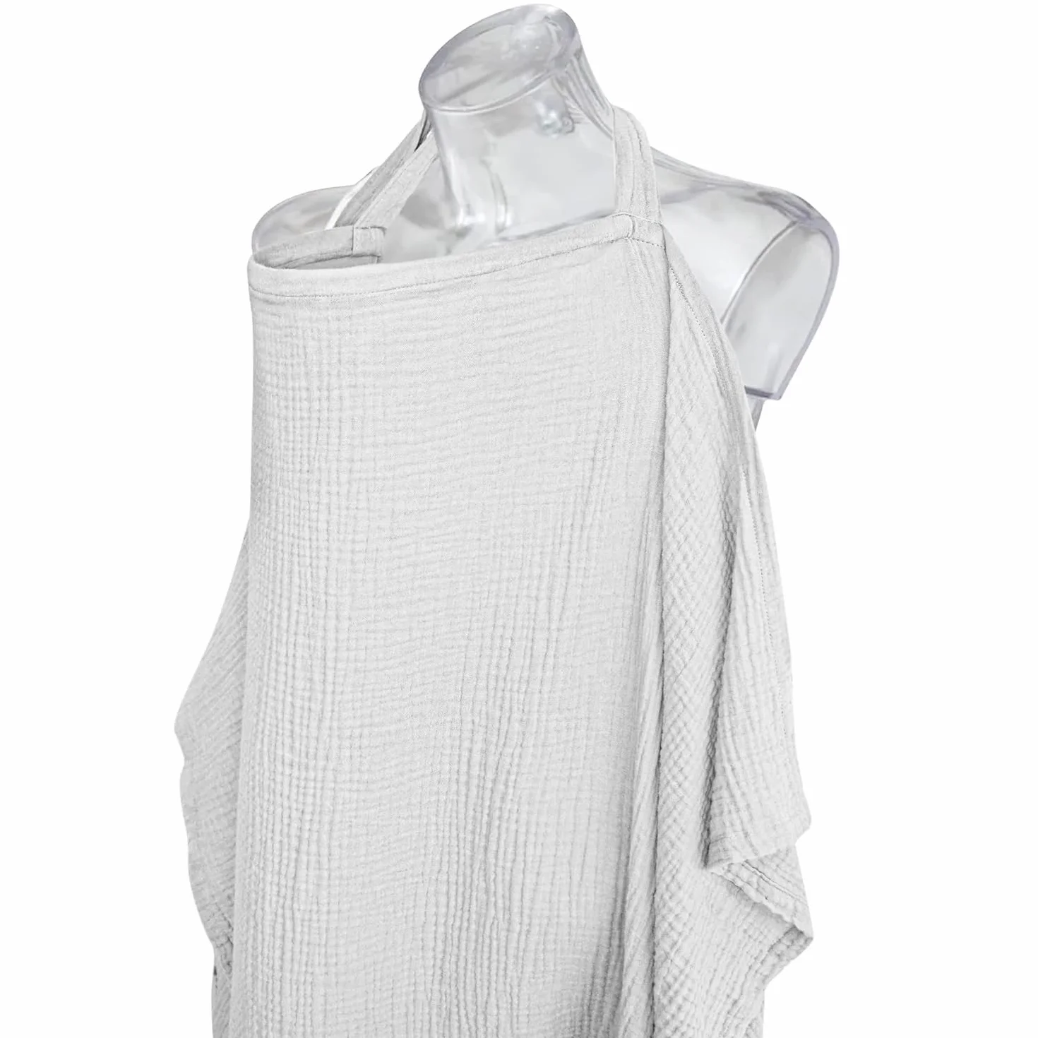 Housse d'allaitement en mousseline de coton avec sangle réglable, couverture légère pour extérieur (gris)