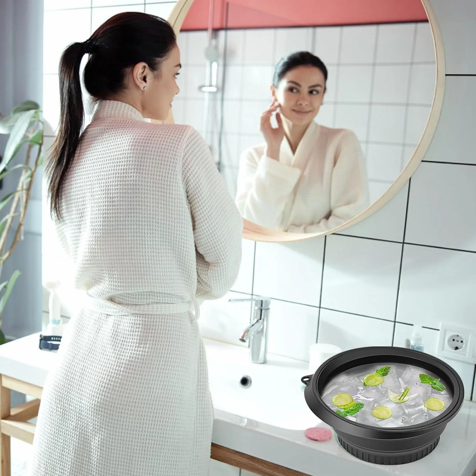 Bol De Visage Pour Glace Avec Ice-tray Intégré, Bol À Glace En Silicone Pour Visage, Bassin De Lavage En Silicone Portable Pliable