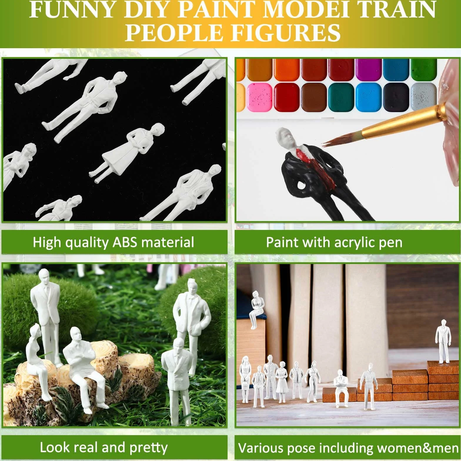 Namalu 50 Personnages Miniatures Échelle 1:50 Figurines Blanches Non Peintes Maquettes Architecturale