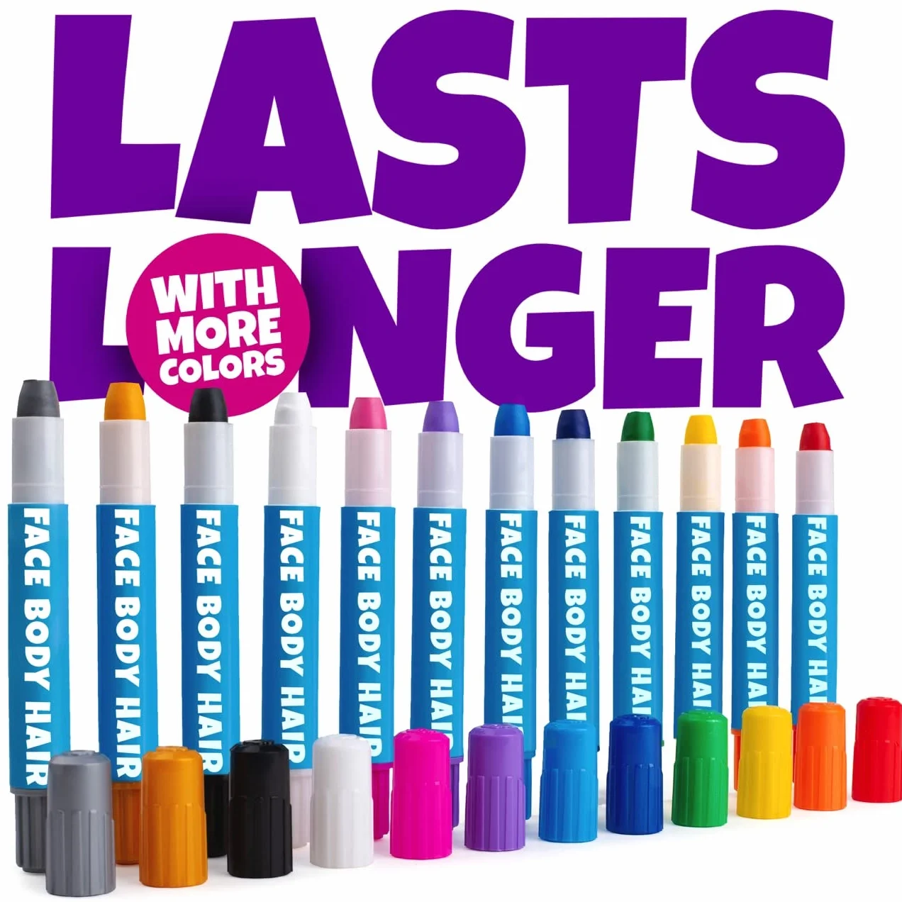 Blue Squid Crayons de Peinture Visage pour Enfants - Kit 12 Couleurs Vives, Mines Extensibles, Sûr Peau Sensible